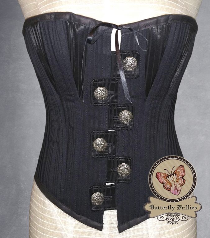 Black Button Tab Over Bust Corset